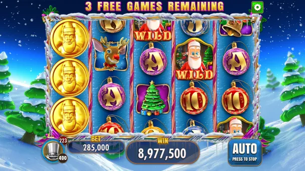 Stacked Santa Coins during Free Games