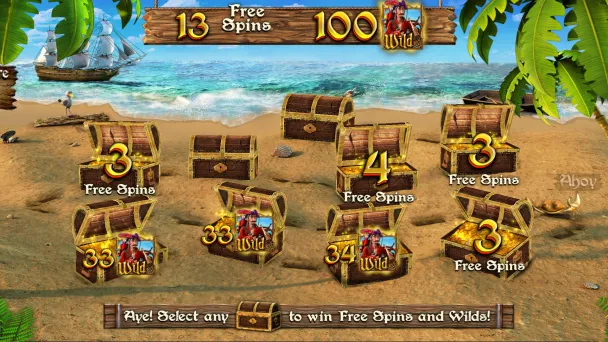 Treasure chests reveal Free Spins and Wilds