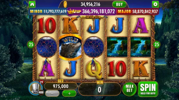 Enchanted Wolf in the VIP Room, with 25 paylines and a VIP Jackpot