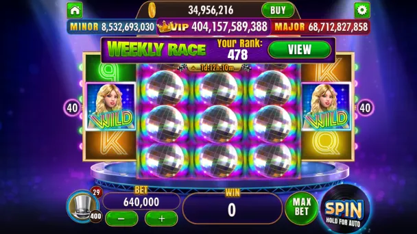 Party Mania in the VIP Room, with 40 paylines and a VIP Jackpot